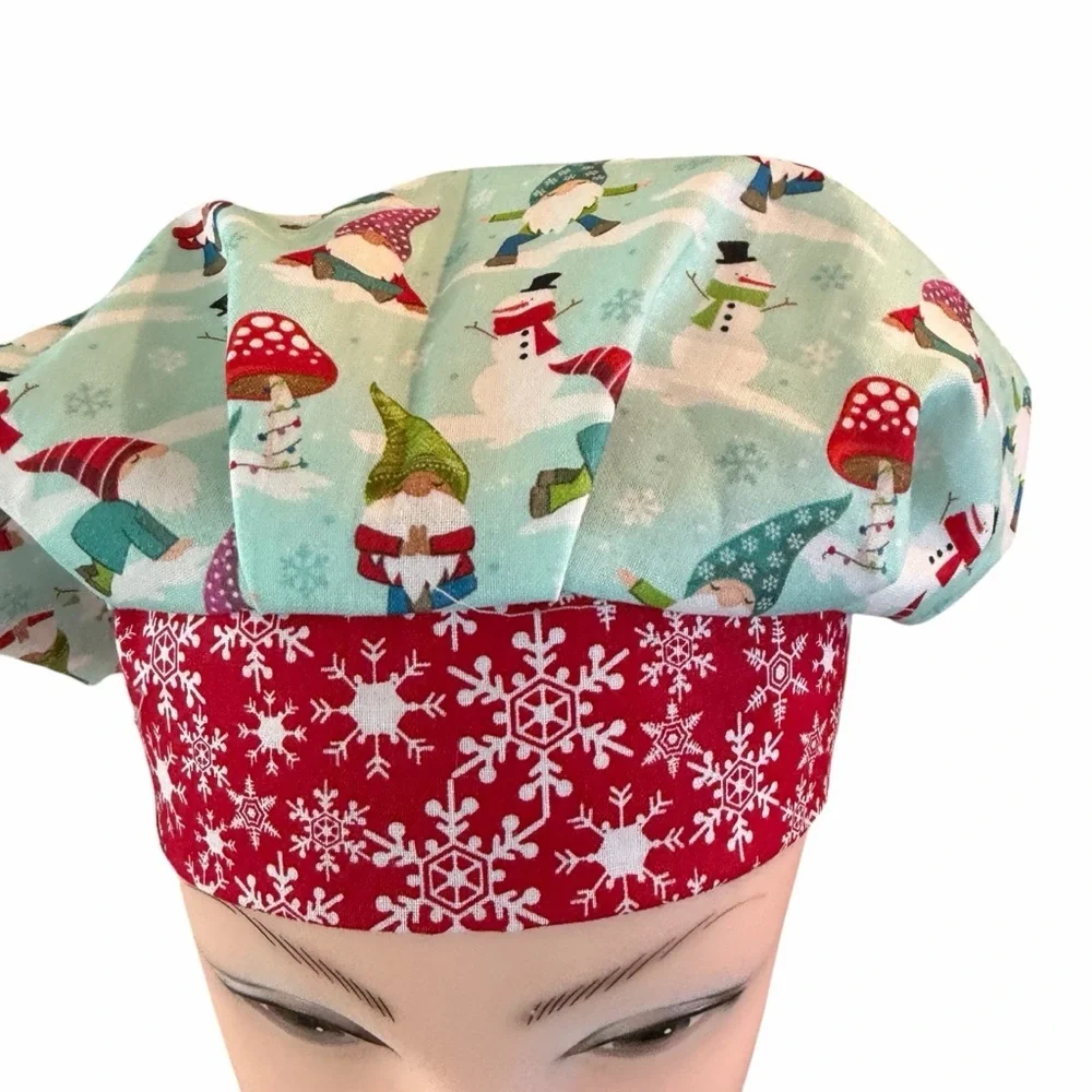 Scrub Cap with Holiday Gnome Print - Picture 3 of 4